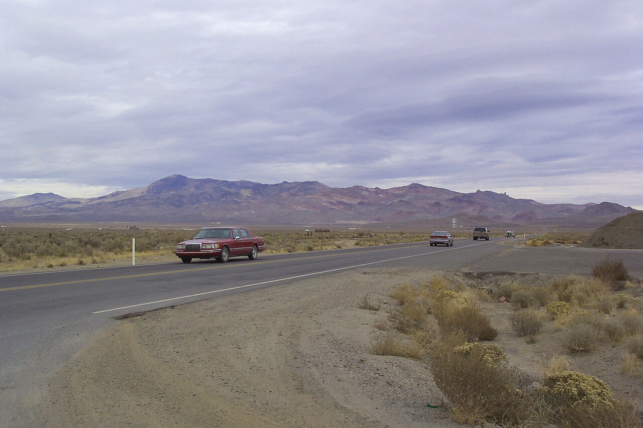 Pyramid Lake Scenic Byway - A Car Drives the Pyramid Lake Scenic Byway - NARA - 7721152.jpg